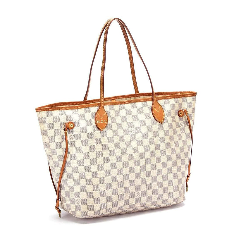 White Louis Vuitton Damier Azur Neverfull MM Tote Bag