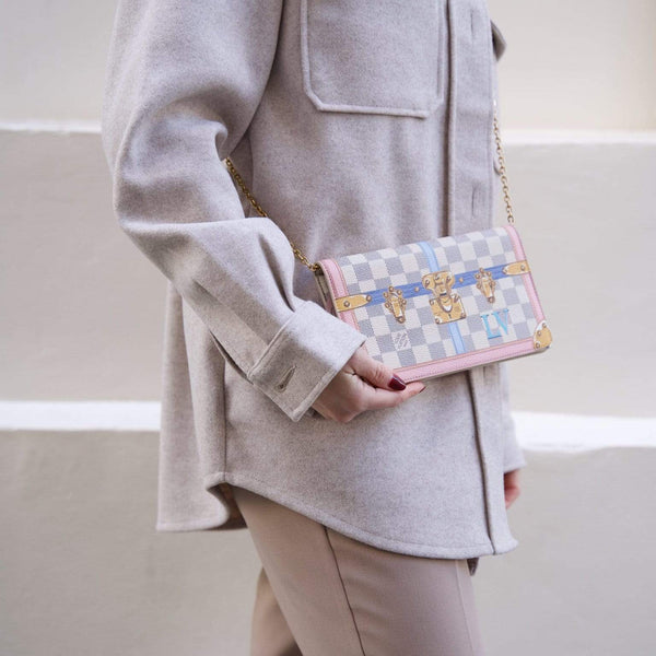 Louis Vuitton Damier Azur Summer Trunk Pochette Weekend Crossbody Bag –  LuxeDH