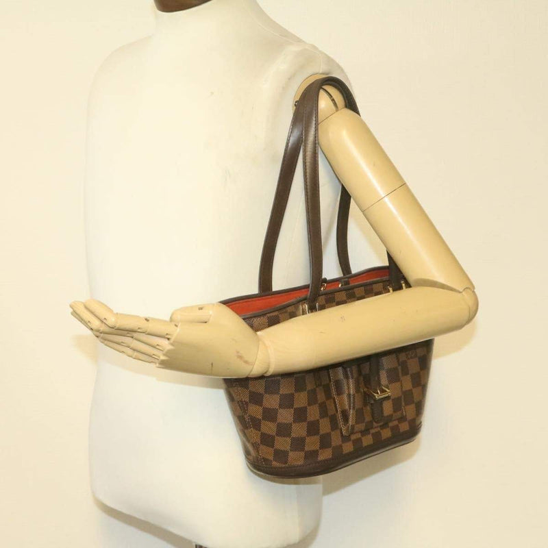 Authenticated Used Louis Vuitton LOUIS VUITTON Manosque PM Tote Bag Damier  Ebene Handbag Shoulder N51121 