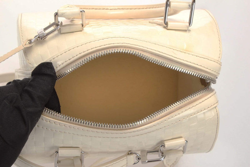 White Louis Vuitton Damier Facette Speedy Cube PM Handbag