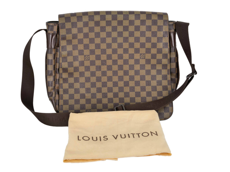 LOUIS VUITTON Leather Briefcase Black Messenger Shoulder Laptop