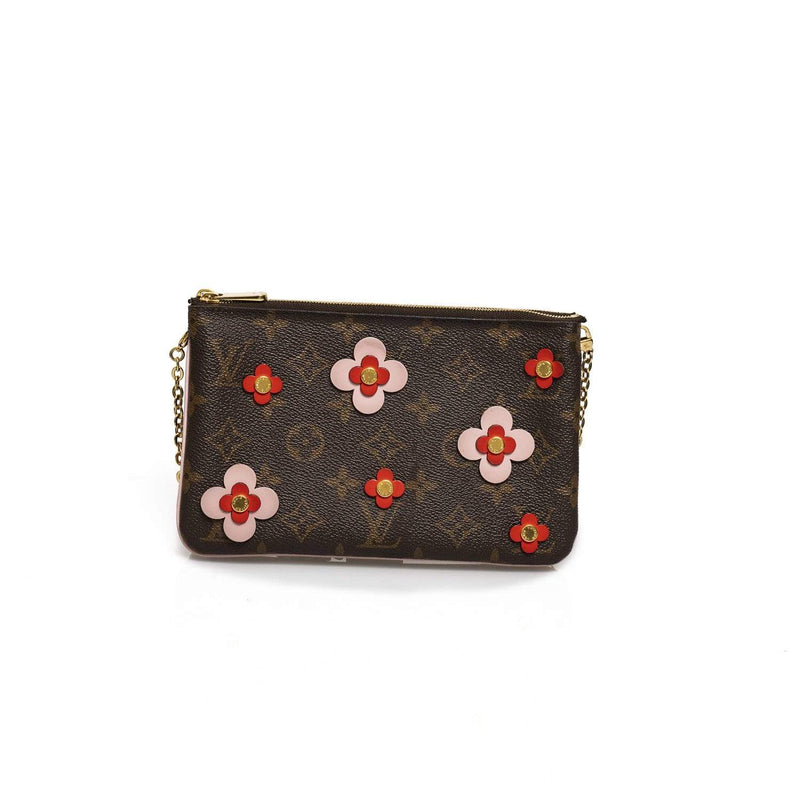 Louis Vuitton Monogram Flower Square Zip Around Wallet Brown