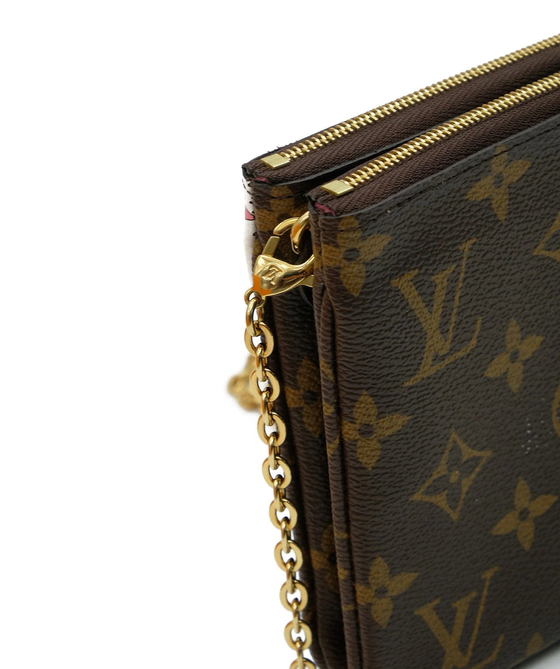 Bags, Brand New Lv Pochette Double Zipper Wchain