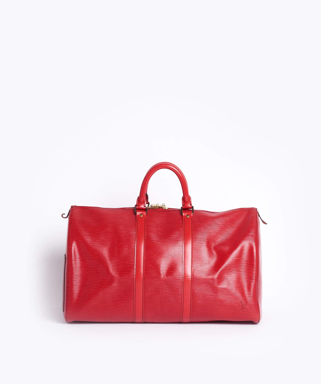 LOUIS VUITTON Epi Leather Red Keepall 45 Boston Bag - 20% OFF