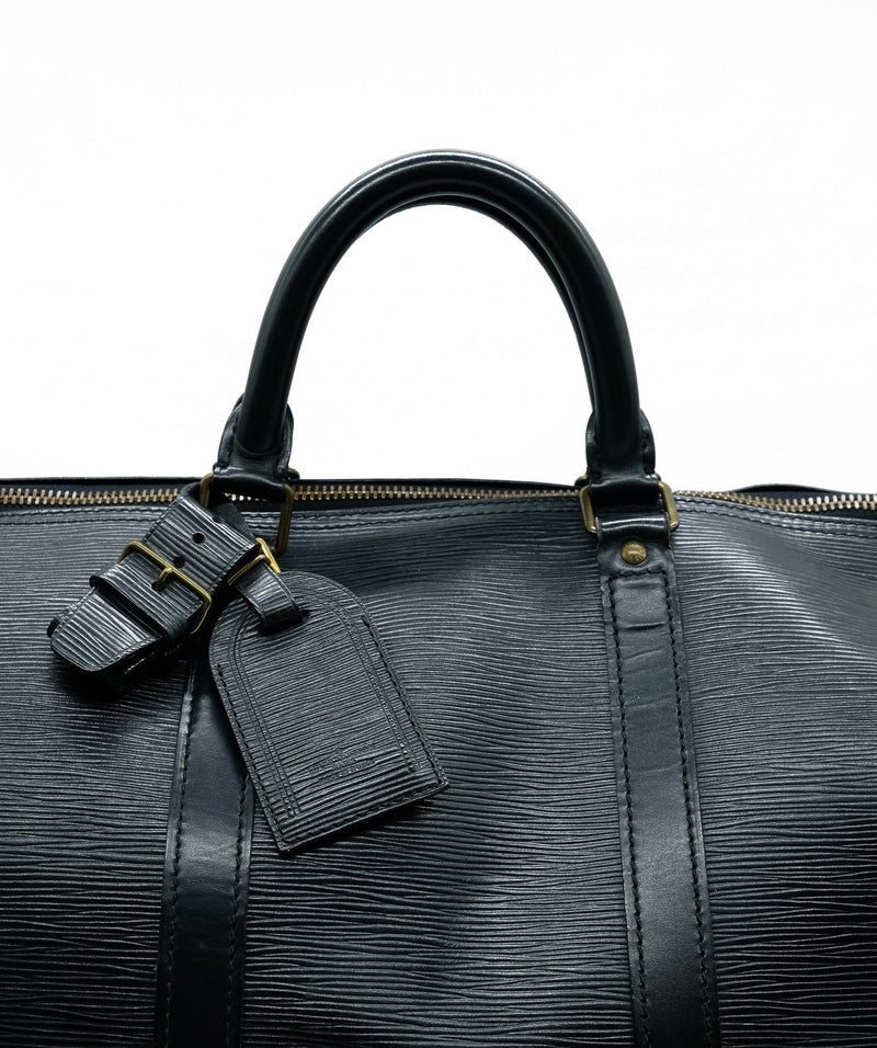 LOUIS VUITTON Epi Leather Black Keepall 50 Boston Bag
