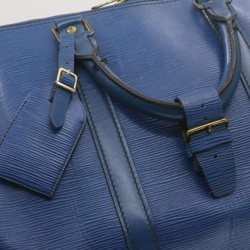 Louis Vuitton LV GHW Keepall 55 Boston Bag Epi Leather Blue