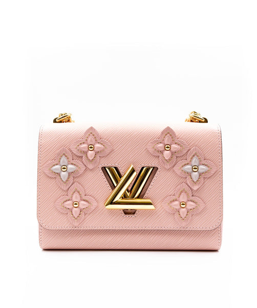 CERTIFIED Louis Vuitton TWIST MM EPI Shoulder Bag M59018 w/ Flower