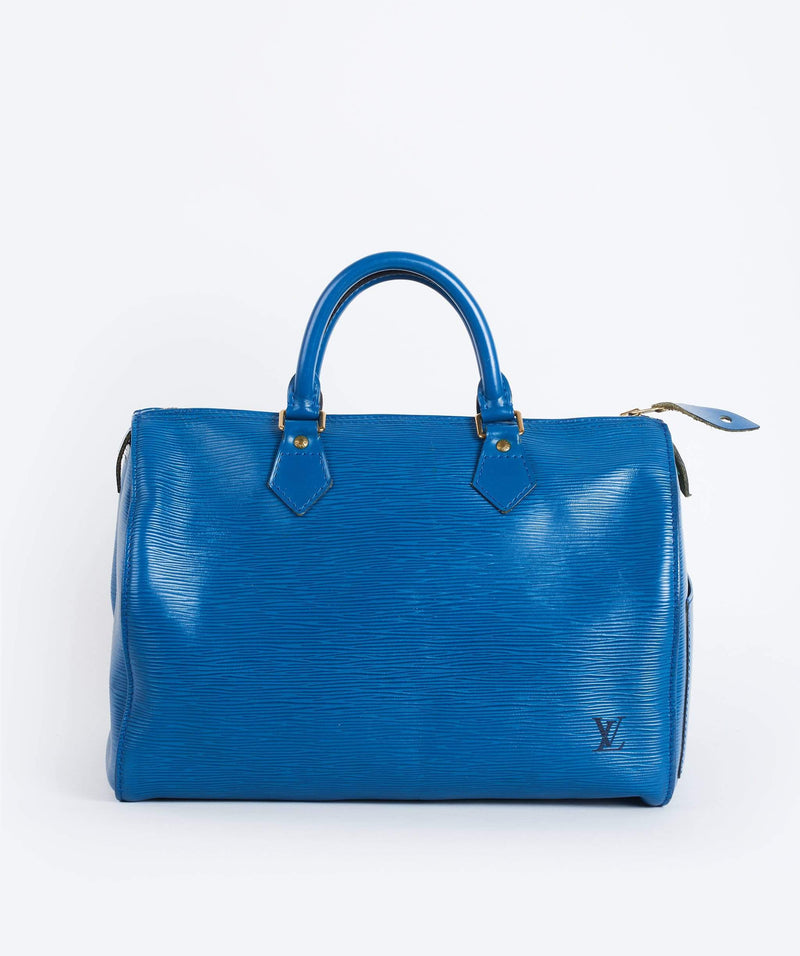 Louis Vuitton LOUIS VUITTON Epi Speedy 30 Hand Bag Toledo Blue LV VI1923