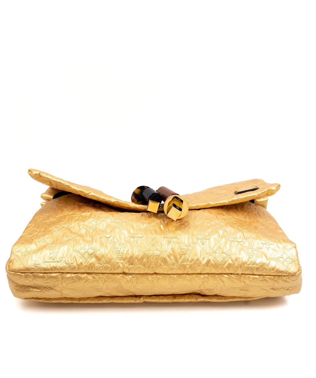 Louis Vuitton, Bags, Louis Vuitton Gold Leather African Queen Masai Gm  Limelight Monogram Clutch