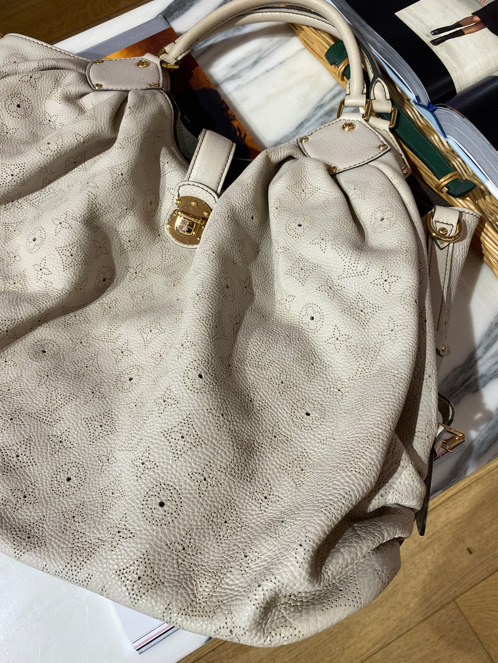 Louis Vuitton Beige Mahina Hobo XL Bag