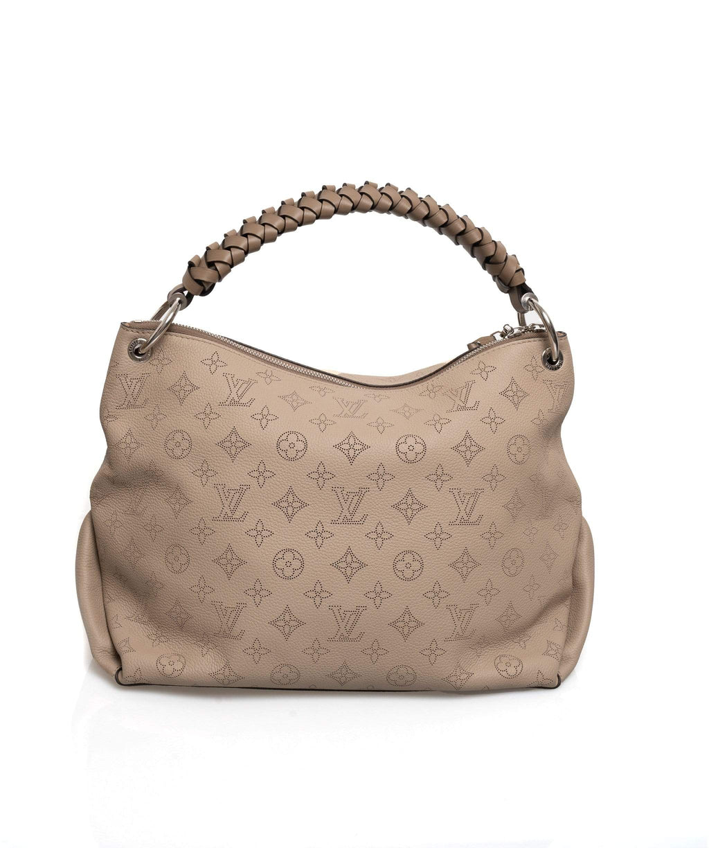 Louis Vuitton Babylone PM Hobo Bag Galet Monogram Mahina Leather Beige
