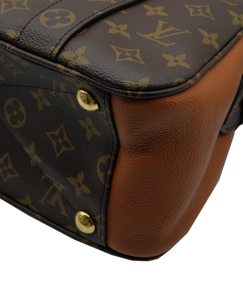 LOUIS VUITTON Manhattan NM Monogram Canvas Shoulder Bag Caramel