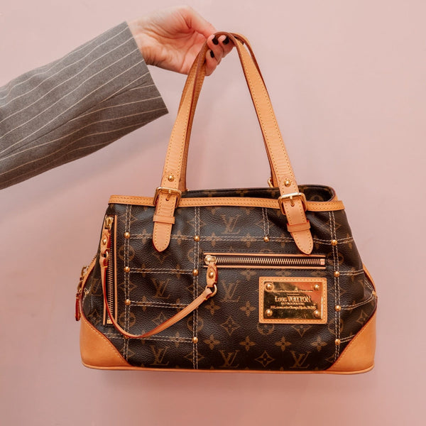 Louis Vuitton Riveting Handbag Monogram Canvas Brown