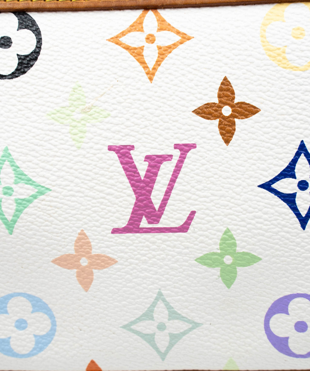 Louis Vuitton Murakami white pouchette with studs on leather straps -  AGL2164