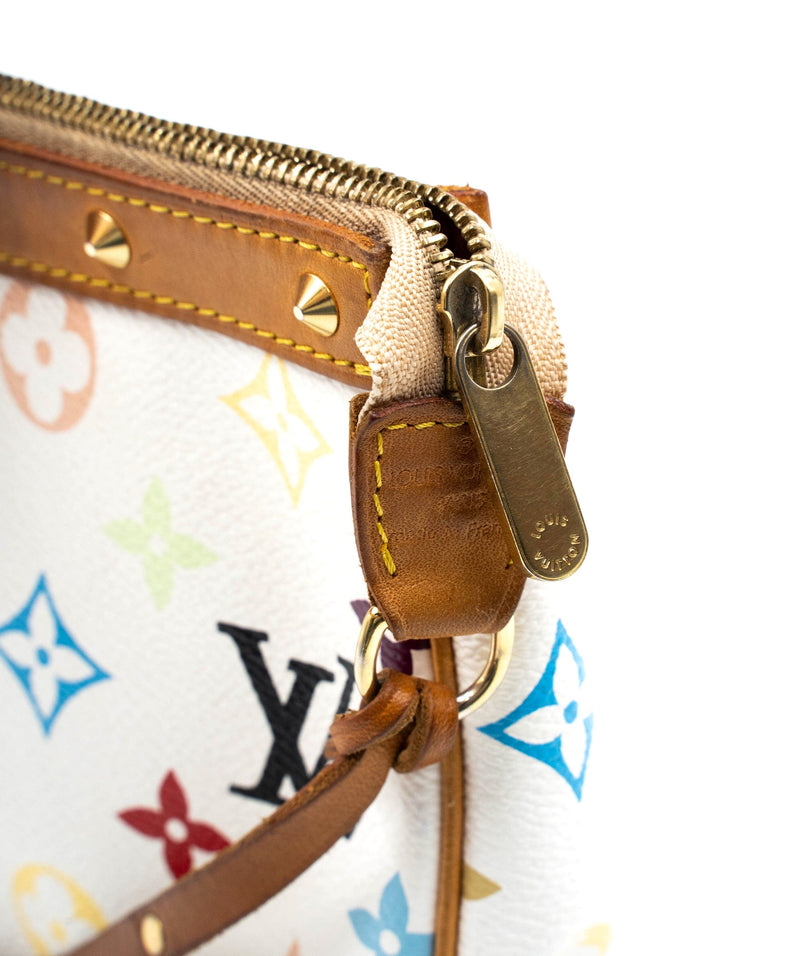 Louis Vuitton Murakami white pouchette with studs on leather