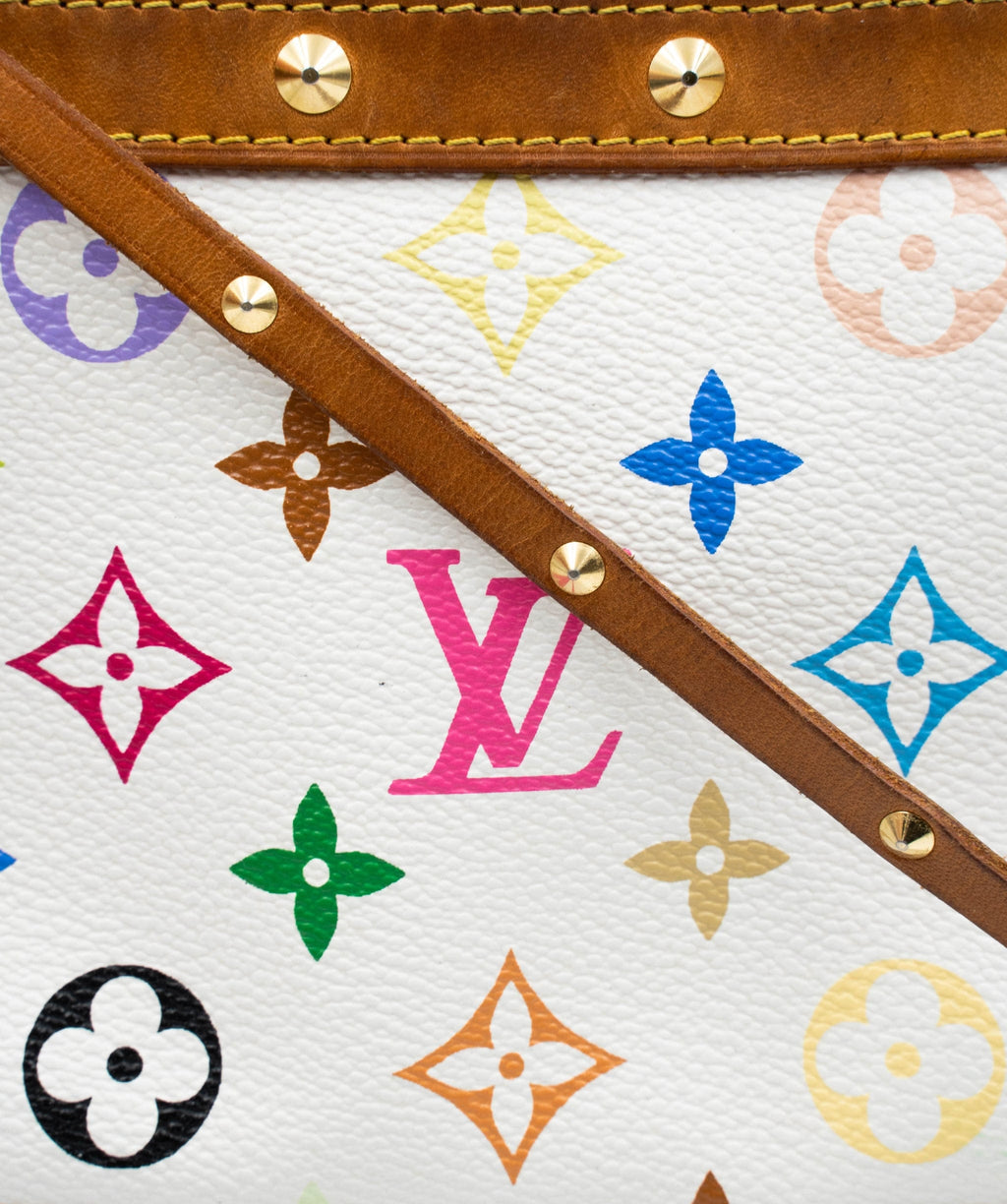 Louis Vuitton Murakami white pouchette with studs on leather straps - –  LuxuryPromise