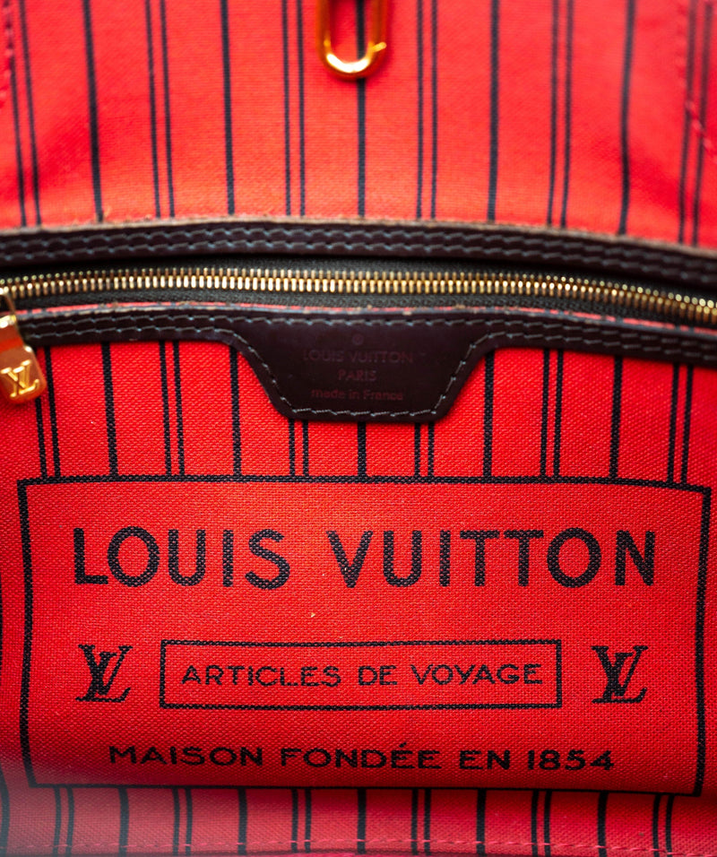 Louis Vuitton Damier Ebene Neverfull PM with Red Interior