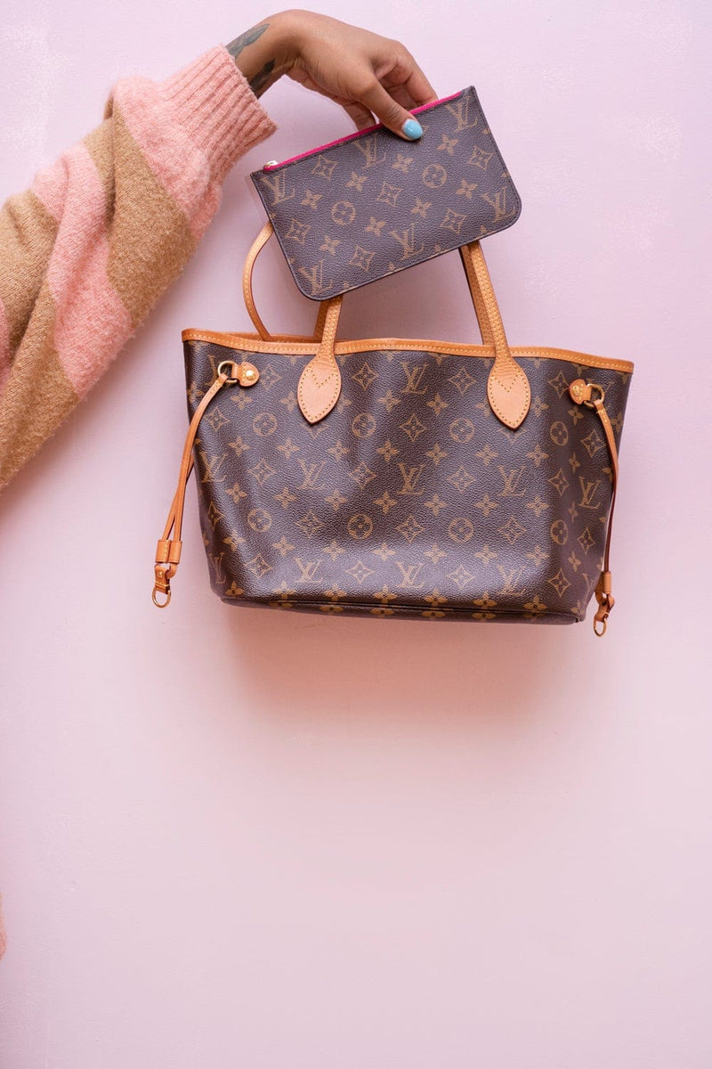 Louis Vuitton handbag Neverfull PM monogram with initials Brown