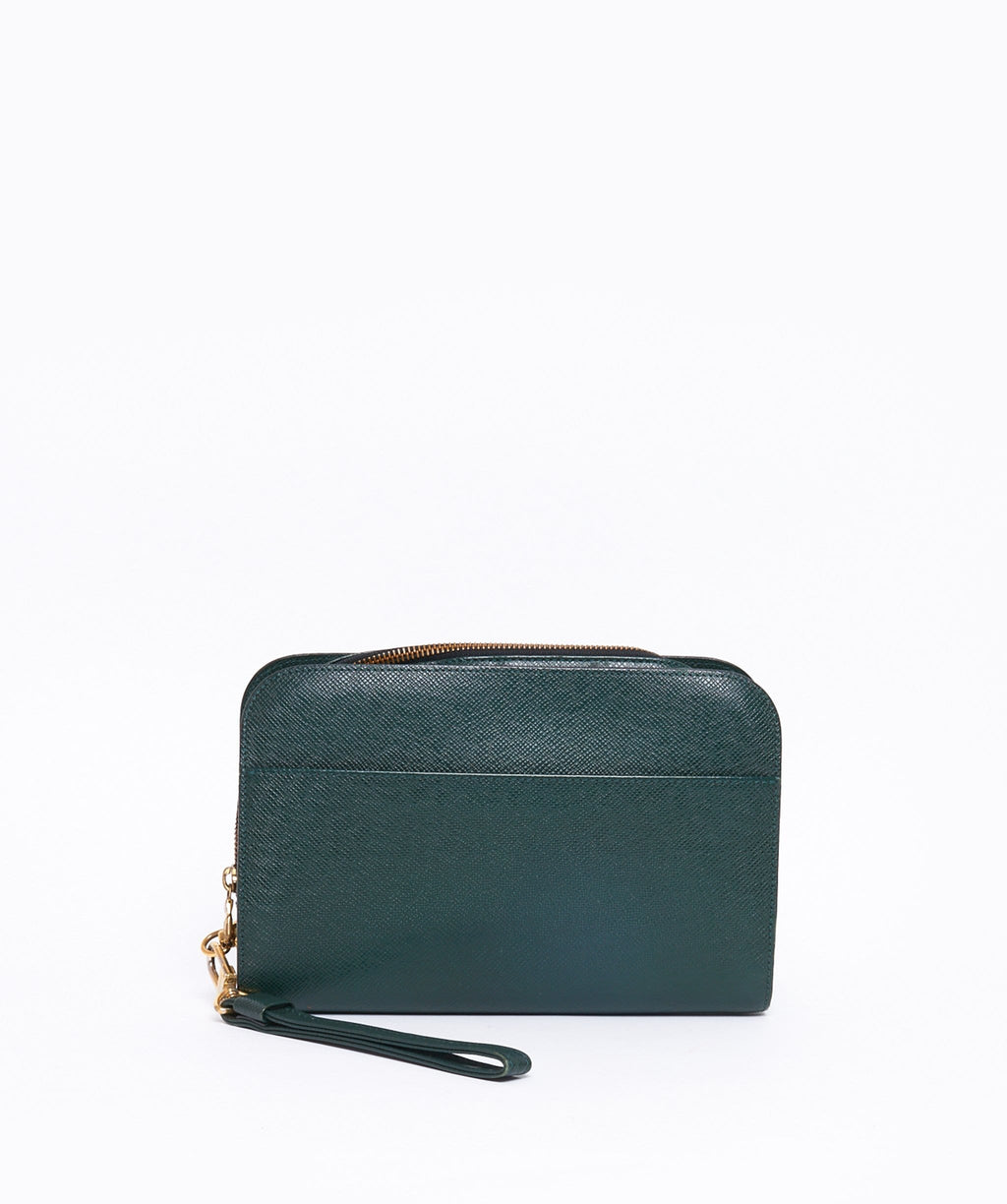 Louis Vuitton Taiga Baikal Leather Dark Green Clutch bag 763
