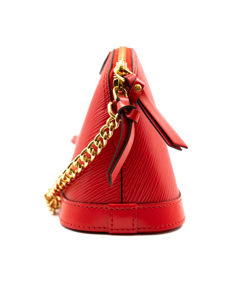 Louis Vuitton LV Alma Red Bag  BB with Fixed Crossbody Chain - AWL3208