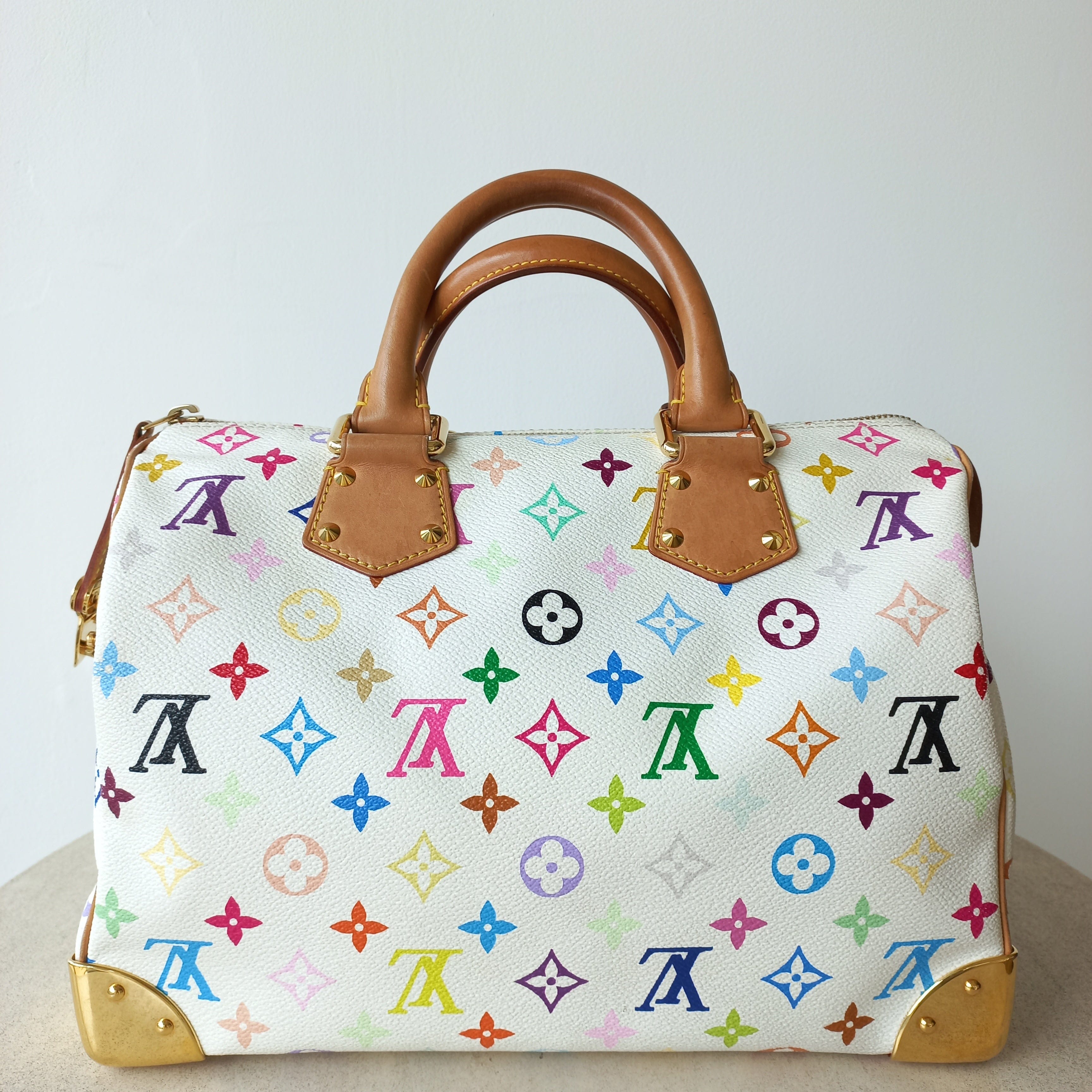 Hand Bag White Louis Vuitton Bag With Colored Letters Color Louis
