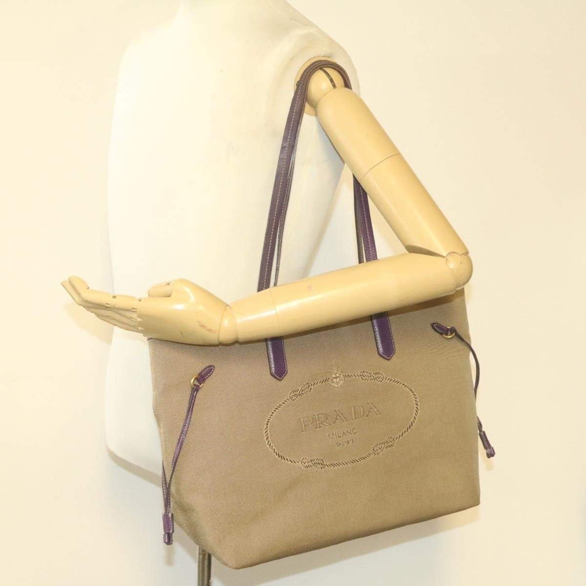 Louis Vuitton PRADA Tote Bag Beige Canvas MW2207