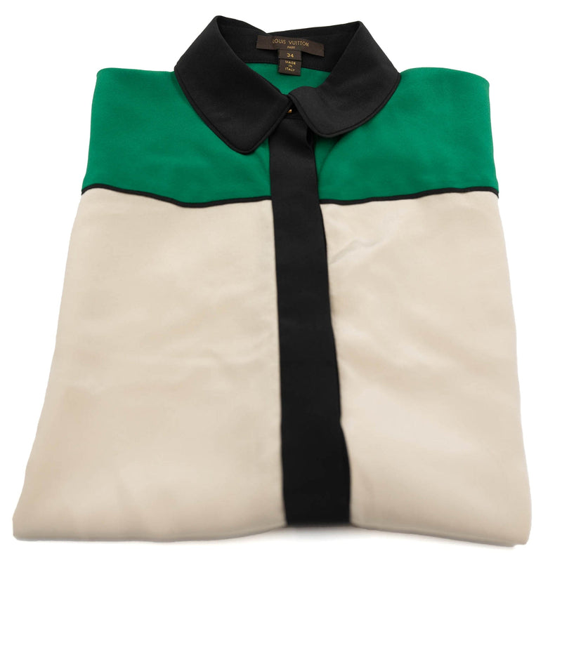 Louis Vuitton Bicolor Silk Shirt Green ASL4832 – LuxuryPromise