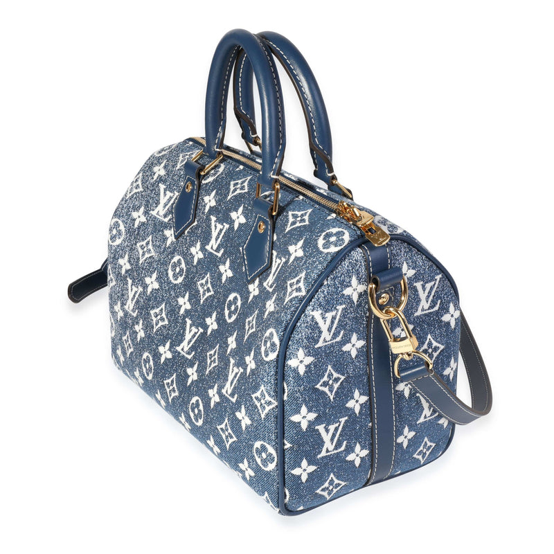 Louis Vuitton Monogram Jacquard Denim Bleu Speedy Bandouliere 25