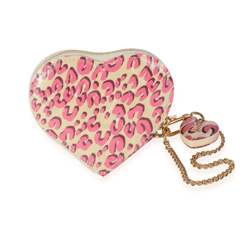Heart Coin Purse Vernis Pink Leopard