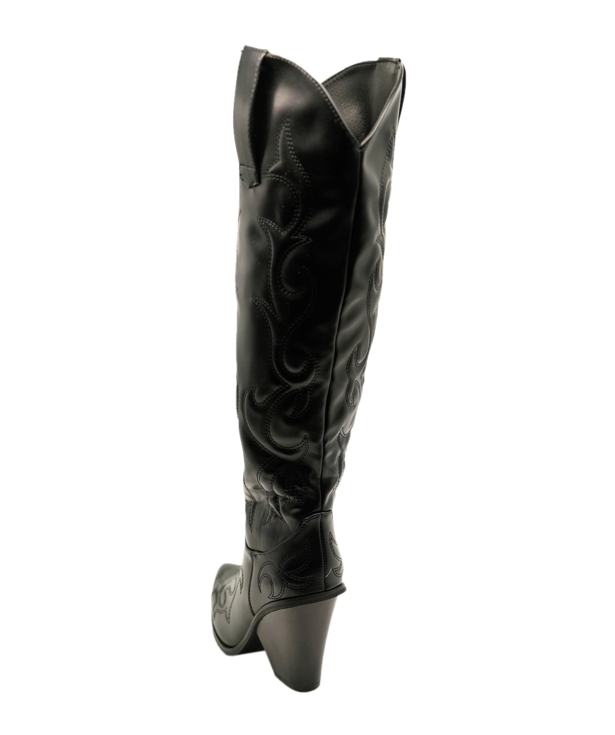 Luxury Promise Nina Black Cowgirl Knee High Boot -  6 ASL6468