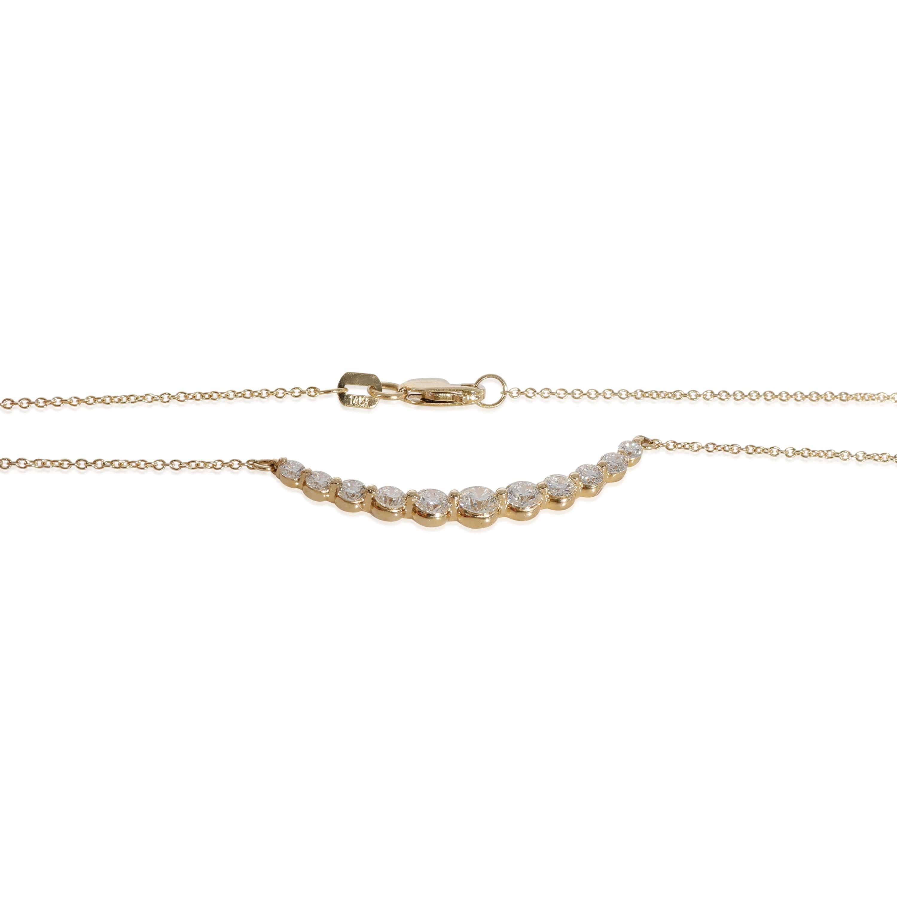 Luxury Promise Diamond Smile Necklace in 14k Yellow Gold 1 CTW