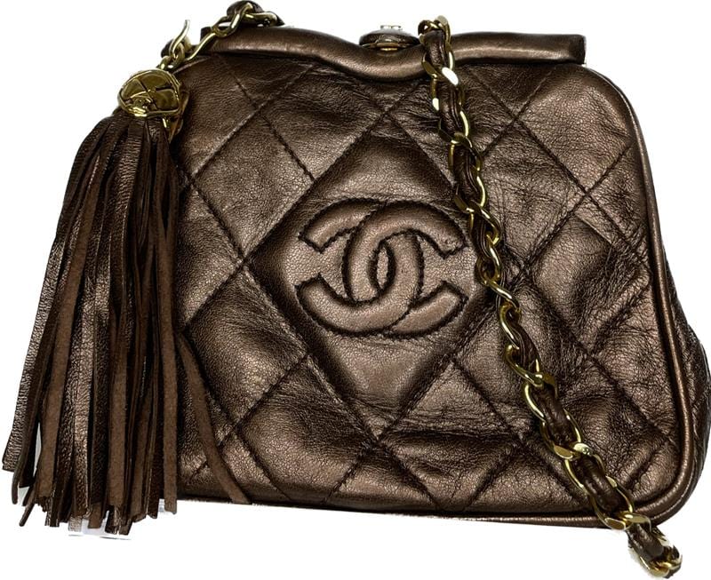 81746 Chanel Bronze Quilted Leather Mini Kiss lock Chanel