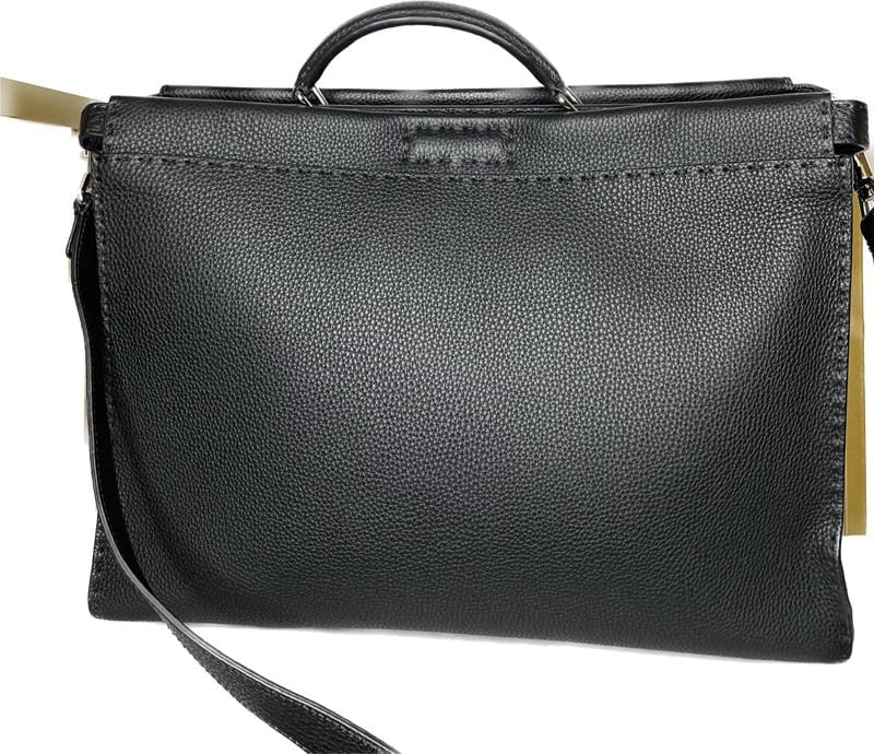 83094 Fendi Black Roman Leather Medium Peekaboo