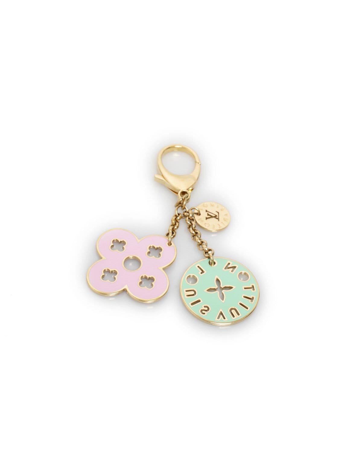 LuxuryPromise Louis Vuitton Pink & Green Fleur de Lys Bag Charm and Key Chain - AWL1756