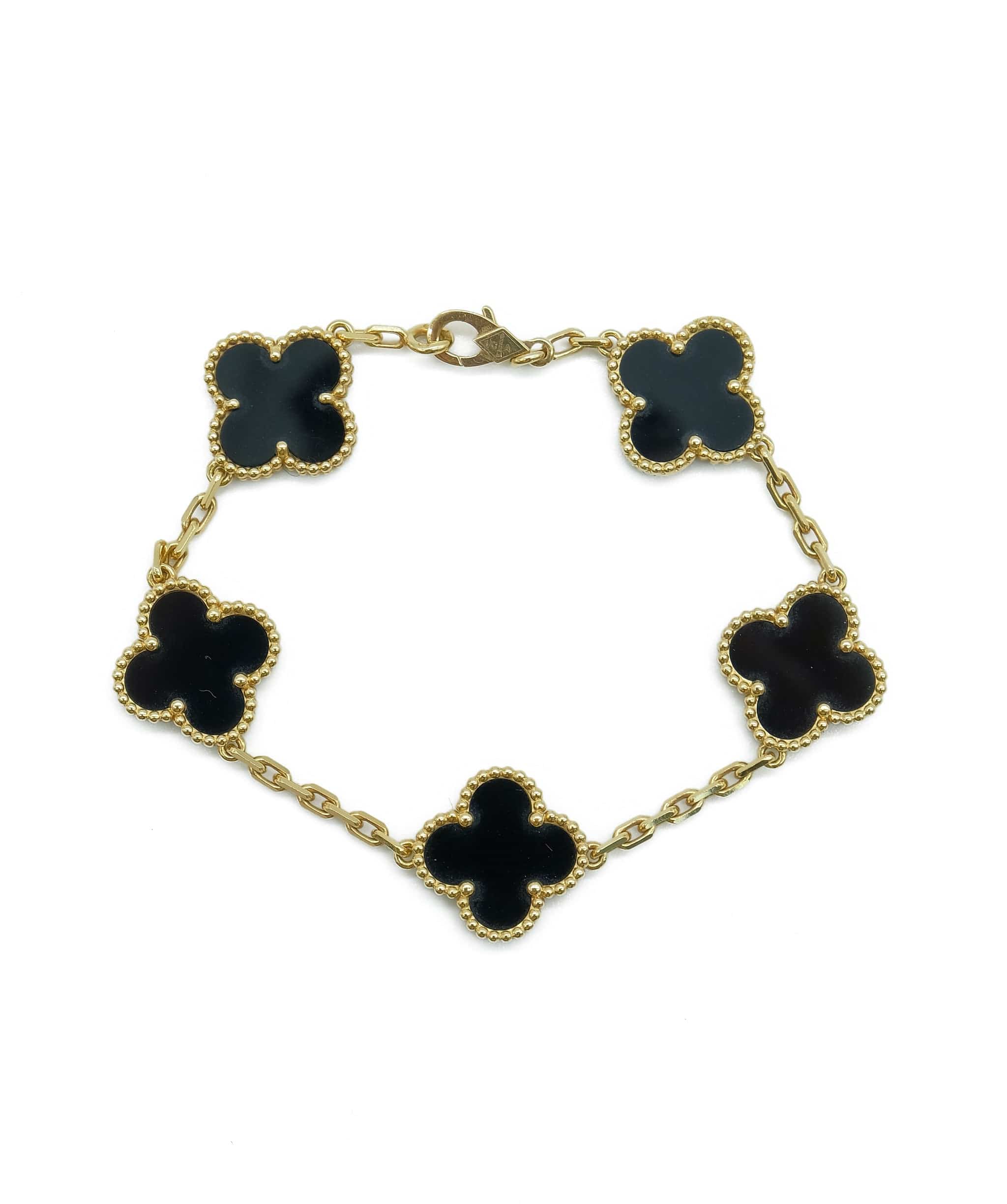 LuxuryPromise Van Cleef 5 Motif Bracelet Onyx GHW RJC1944