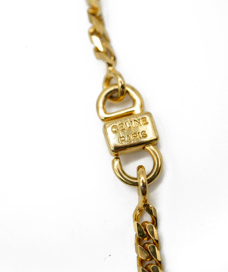 CELINE | Triomphe Mini Triomphe Necklace in Brass with Gold Finish |  vivatumusica.com