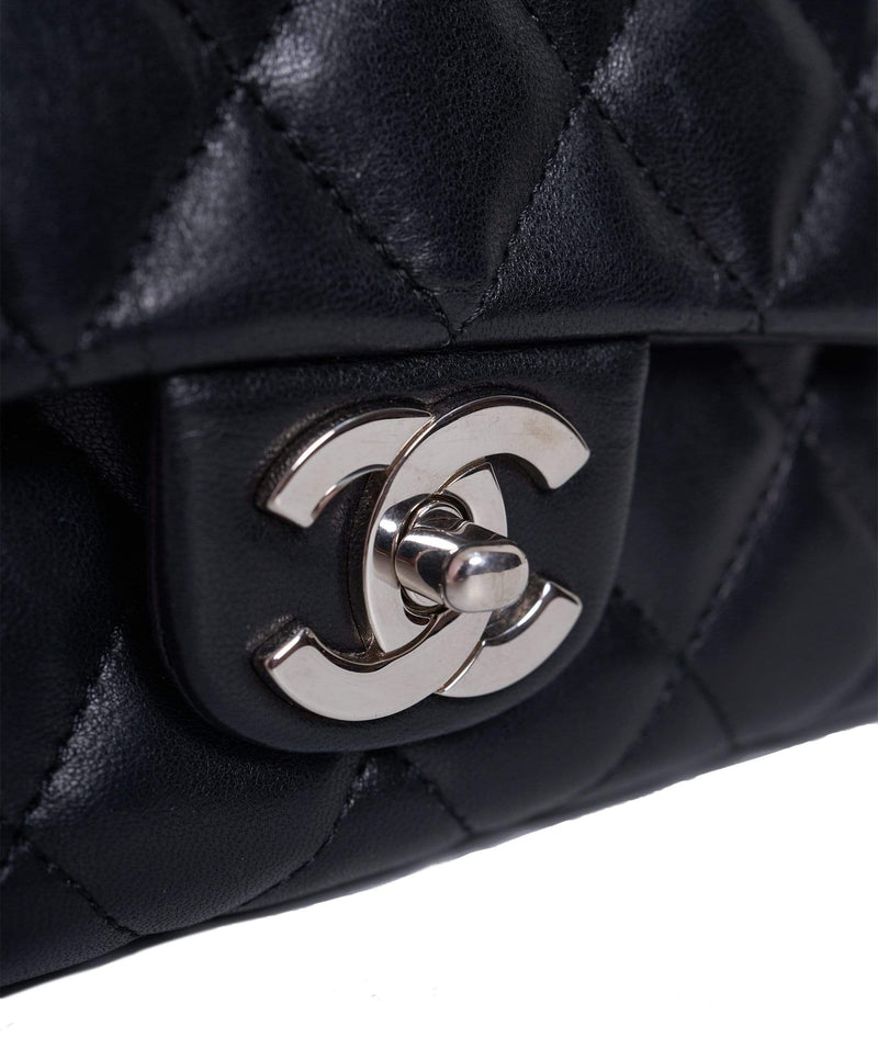 Chanel Black Lambskin Coco Top Handle Bag Silver Hardware
