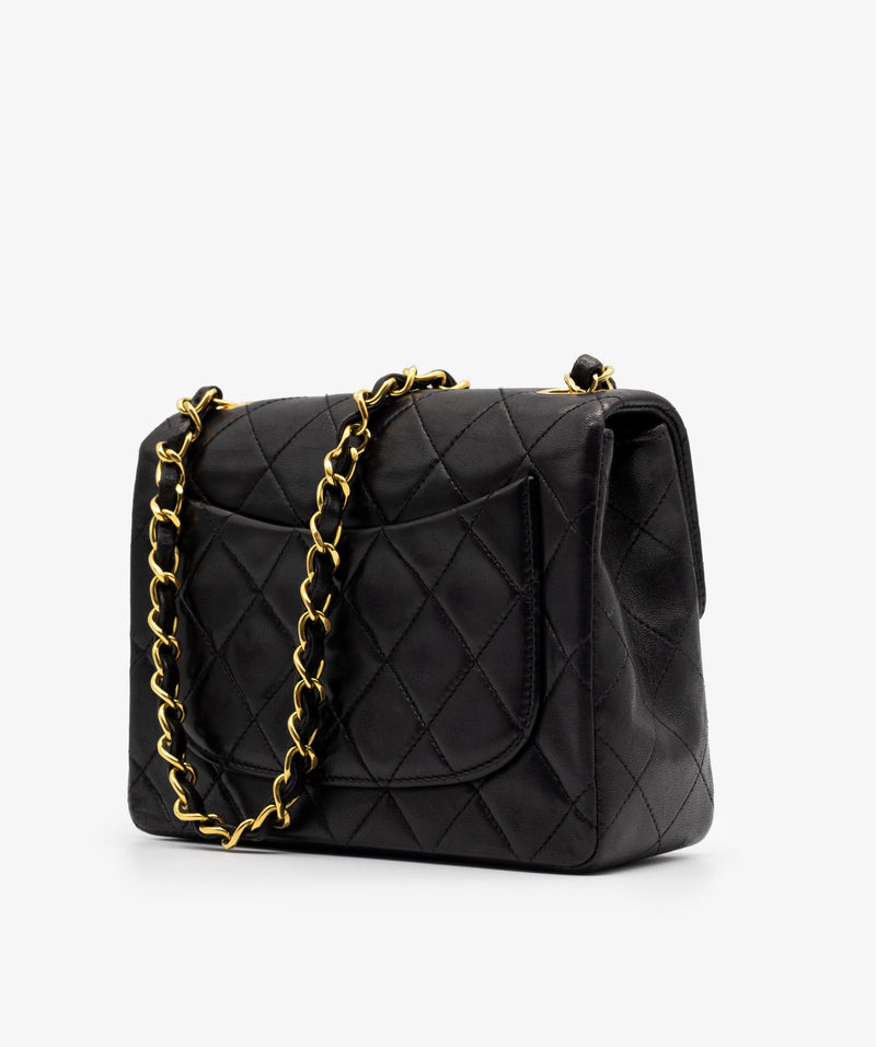 Mini flap bag, Lambskin, black — Fashion