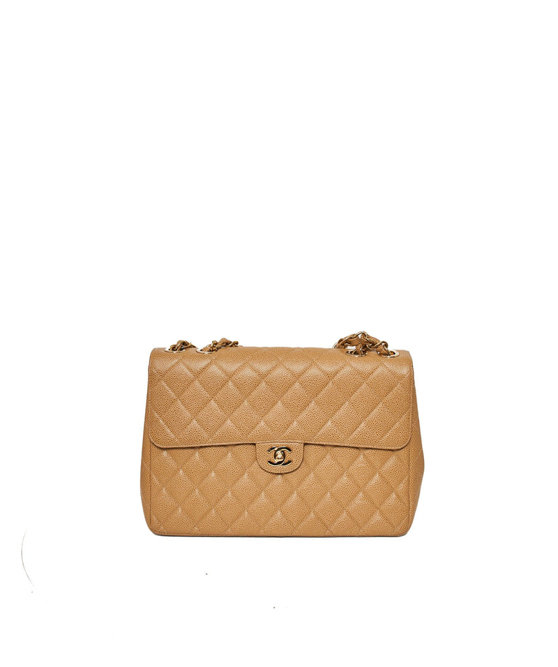 LuxuryPromise Chanel Classic Timeless Tan Jumbo Caviar Skin Bag - AWL1444