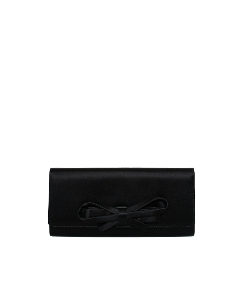 LuxuryPromise Valentino Black Bow Satin Clutch Bag AGL1169