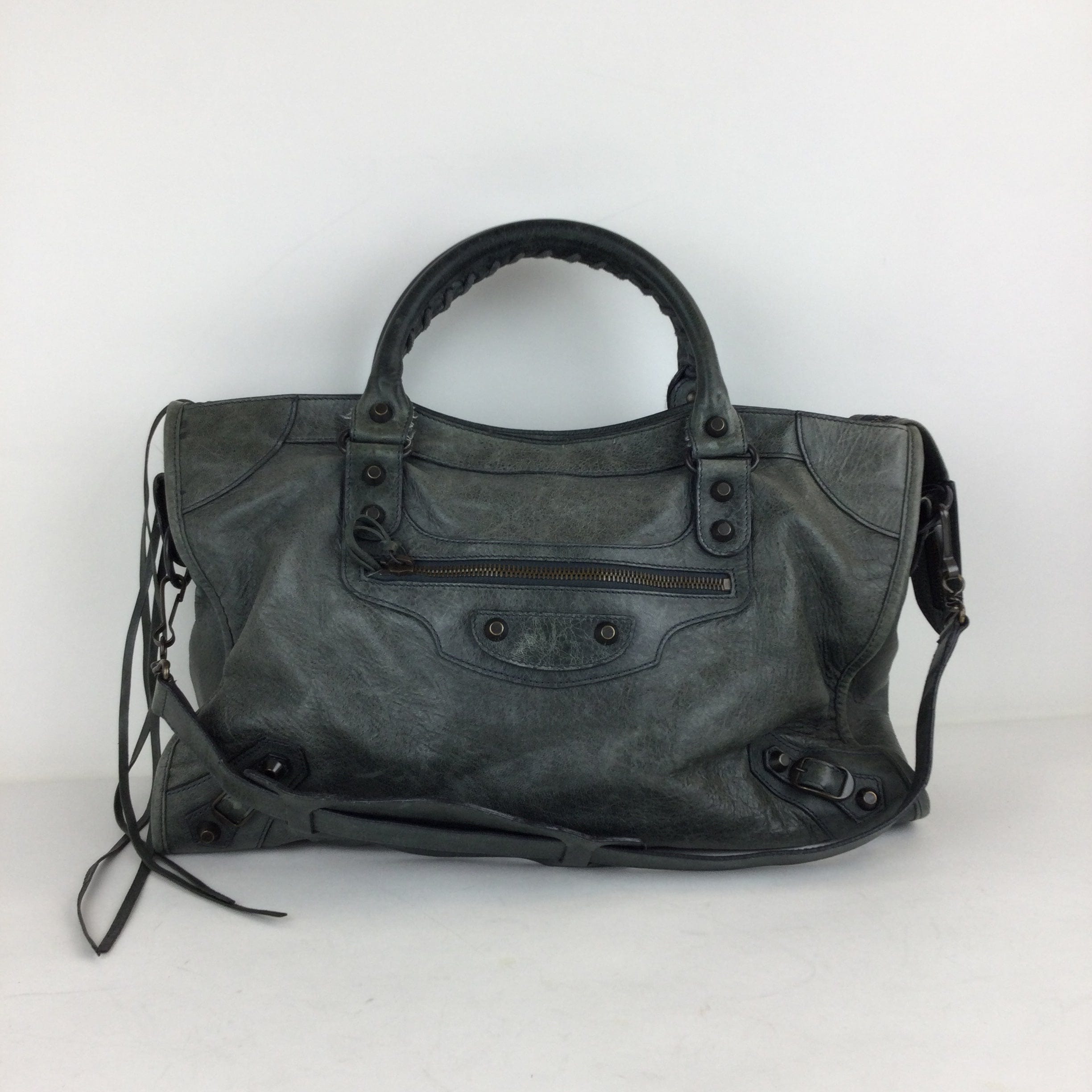 LuxuryPromise Balenciaga The City Leather 2way handbag Green 115748   With mirror