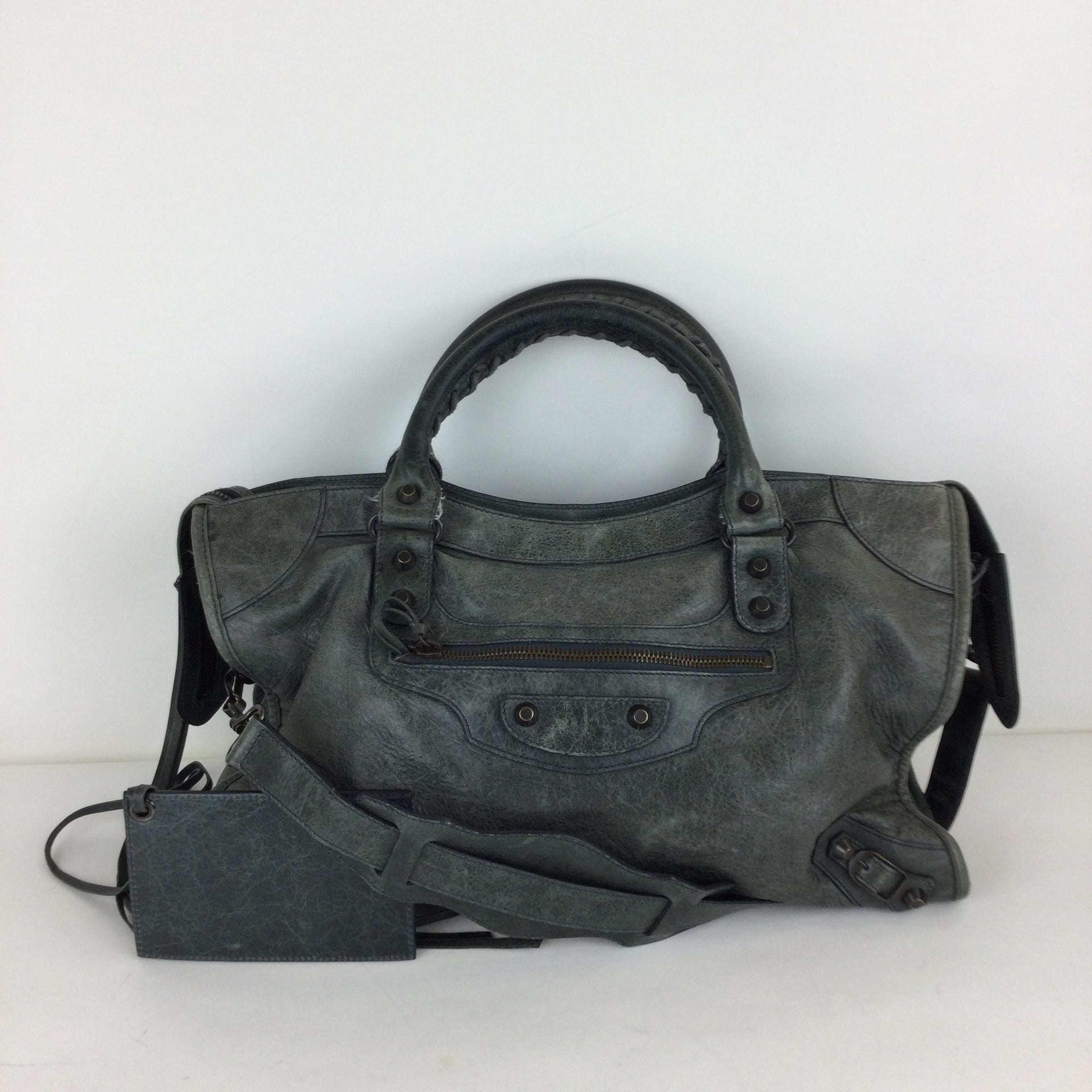 LuxuryPromise Balenciaga The City Leather 2way handbag Green 115748   With mirror