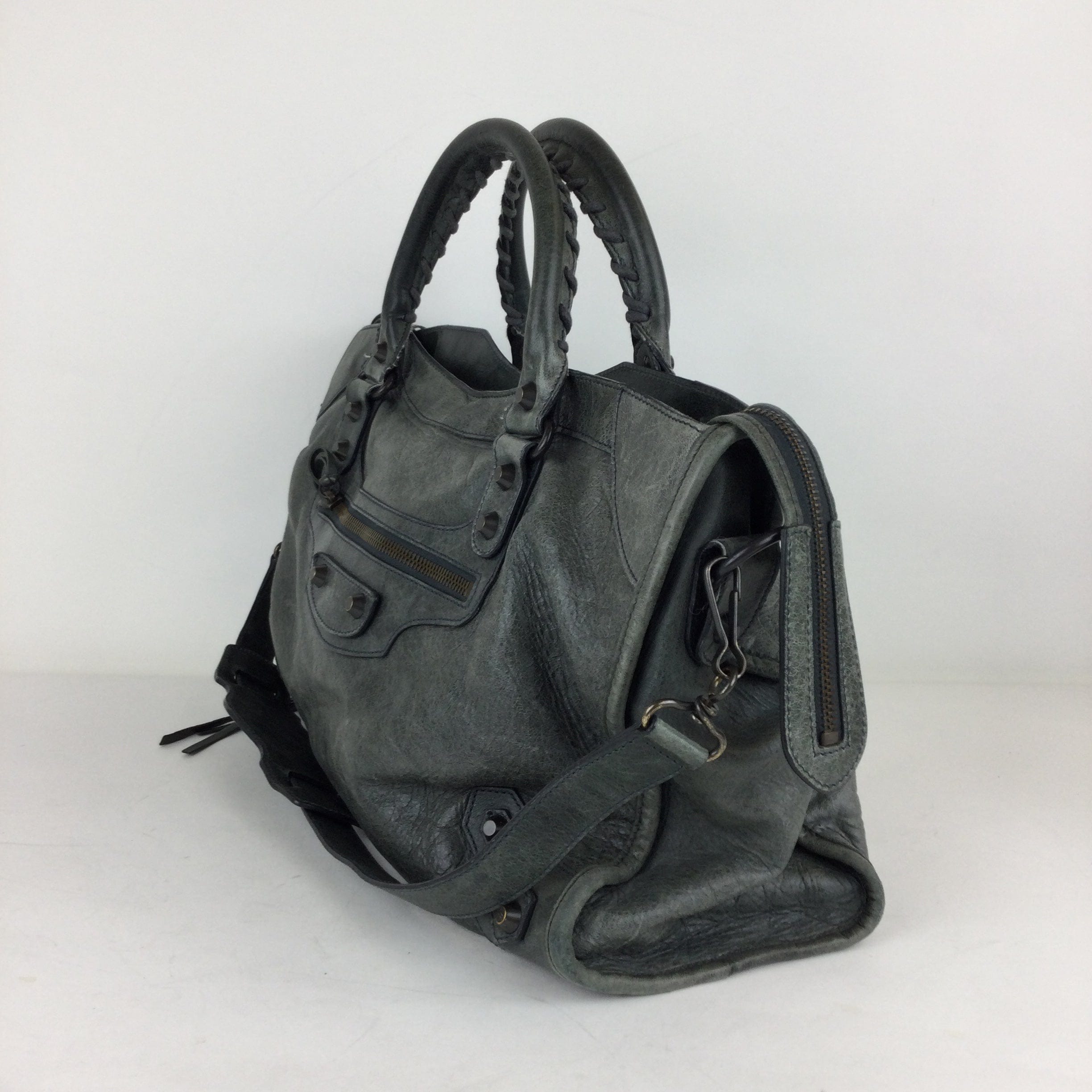 LuxuryPromise Balenciaga The City Leather 2way handbag Green 115748   With mirror