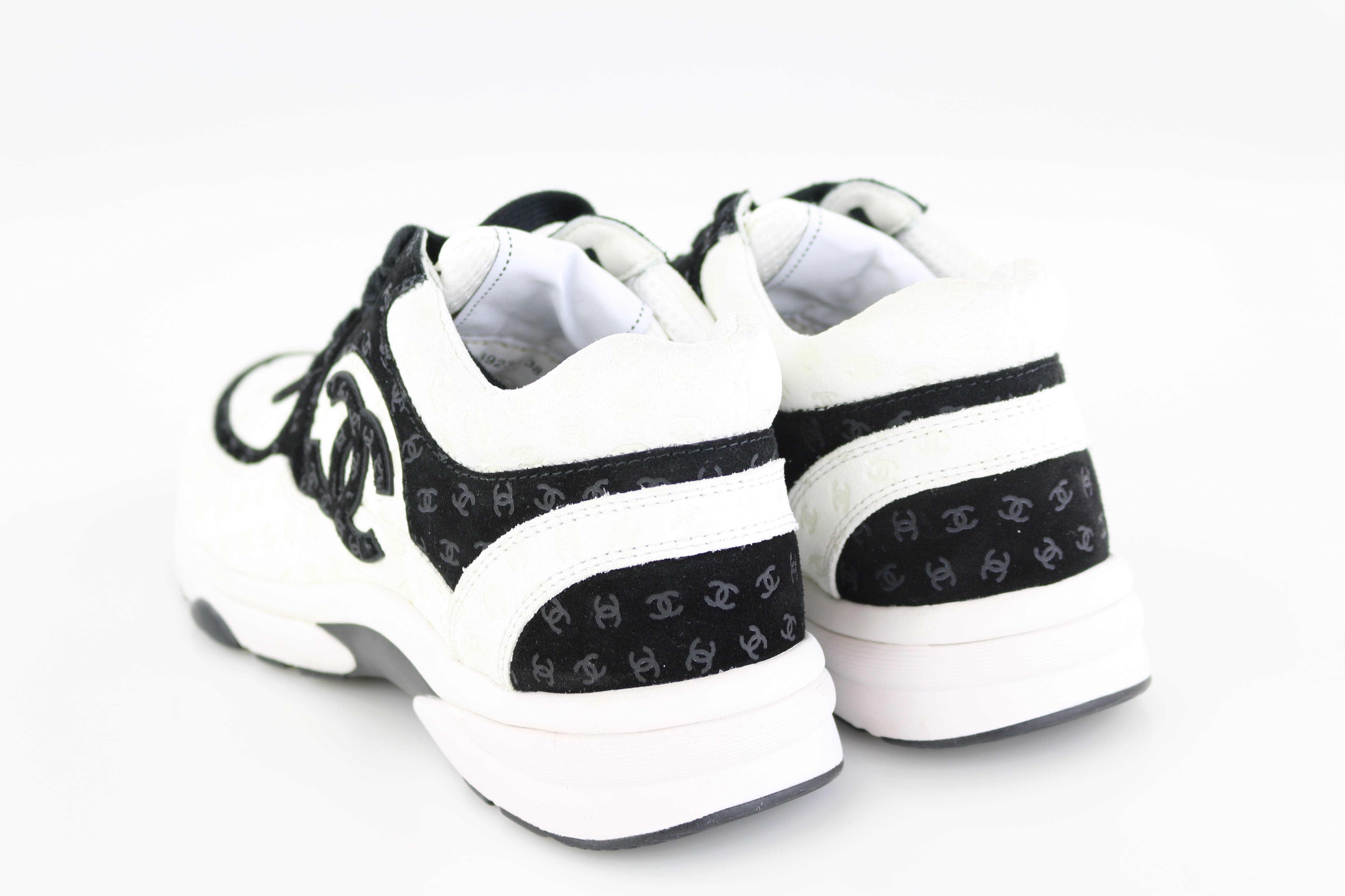 LuxuryPromise Chanel Black White CC Suede Sneakers