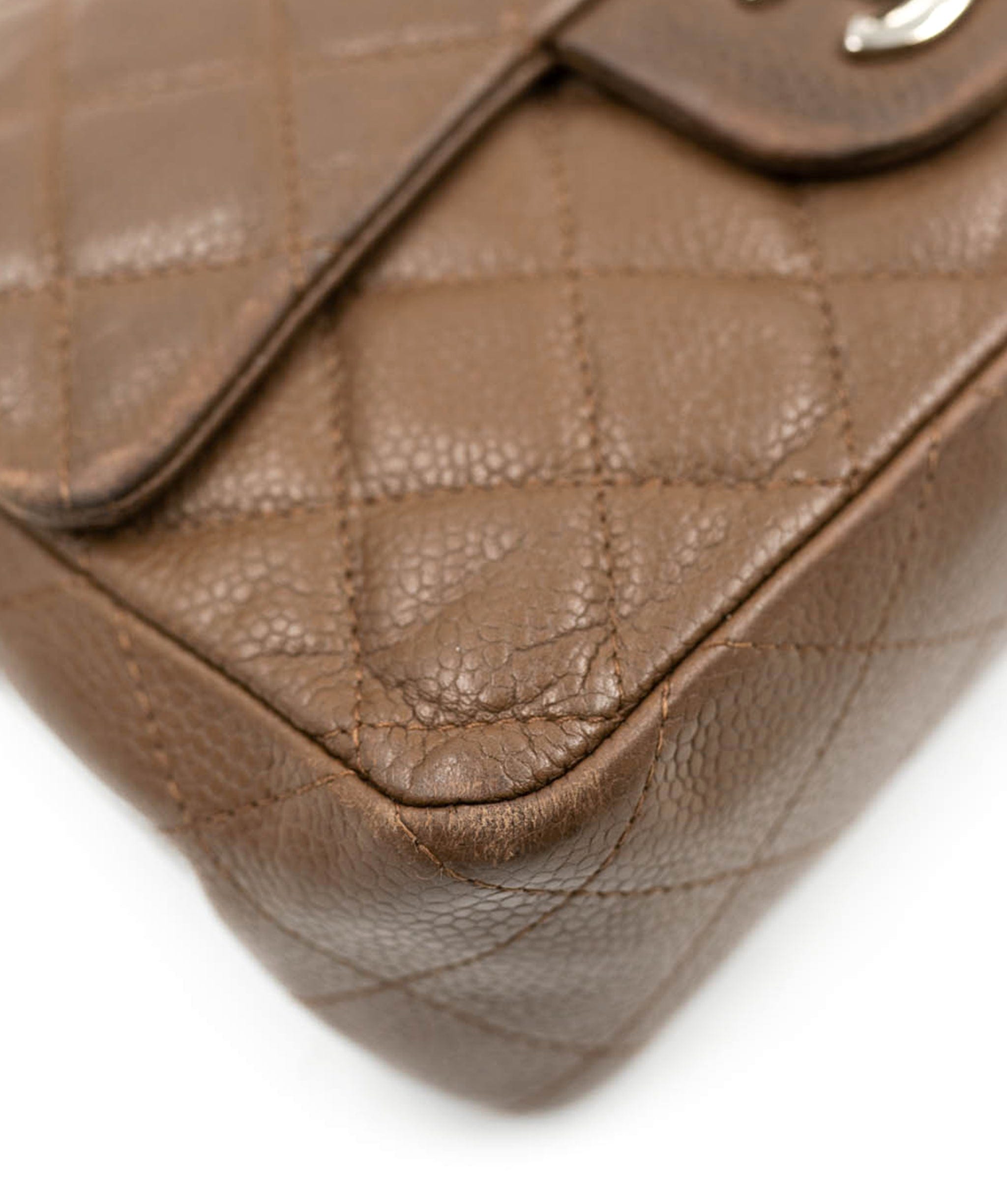 LuxuryPromise Chanel Caviar Skin 8” classic flap light brown with SHW - AWL3675