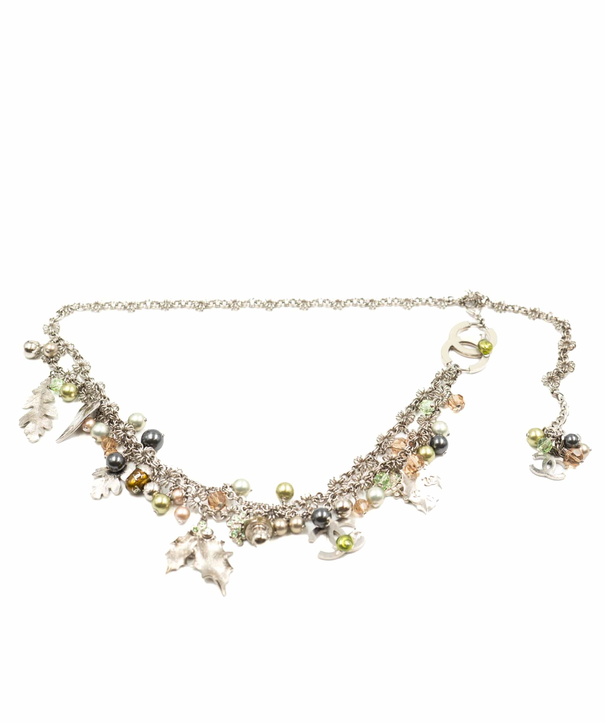 LuxuryPromise Chanel Silver Double Belt Chain with Acorns and Beads - AWL3686