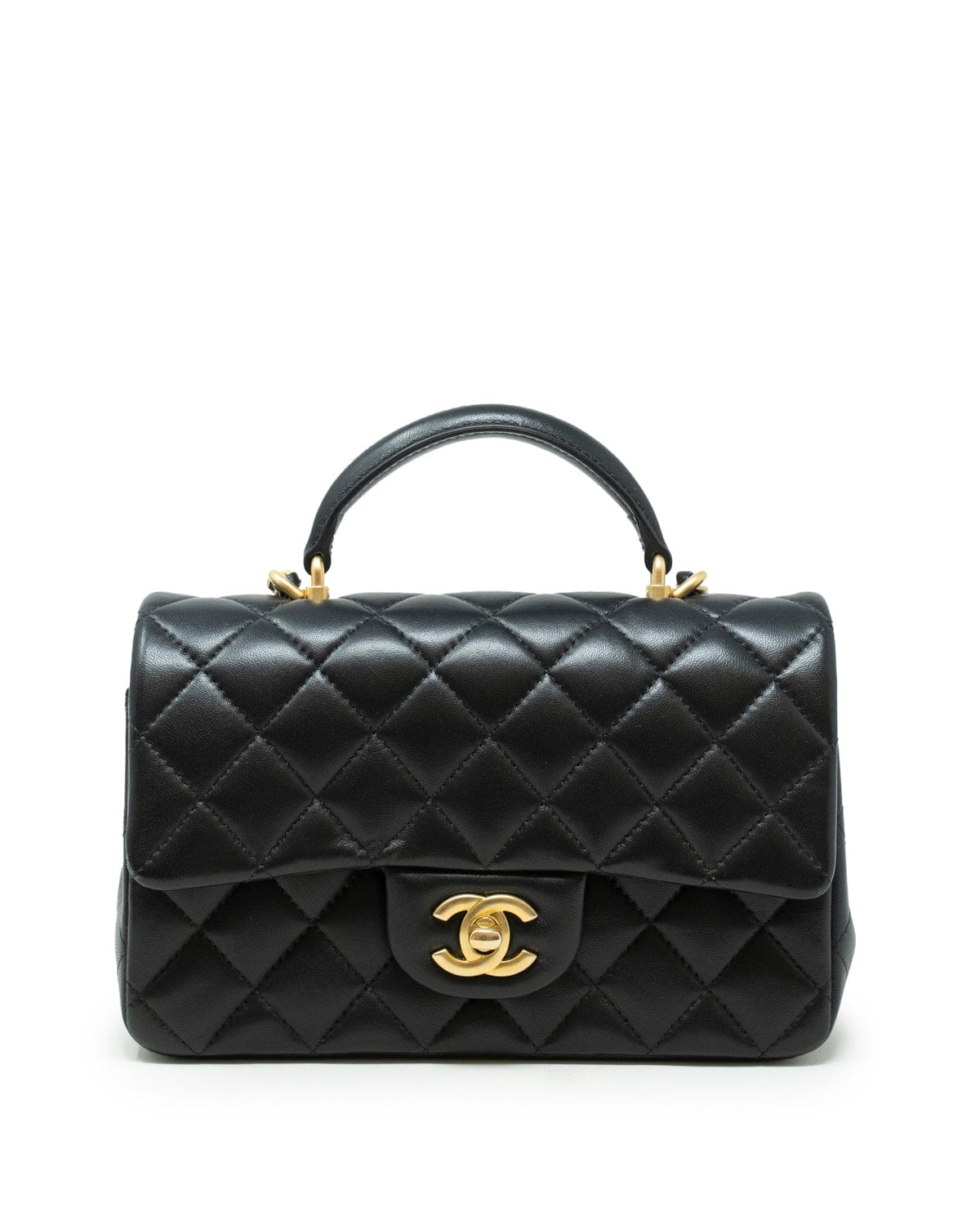 Chanel Top Handle Mini Rectangular Flap Bag Pink Lambskin Gold
