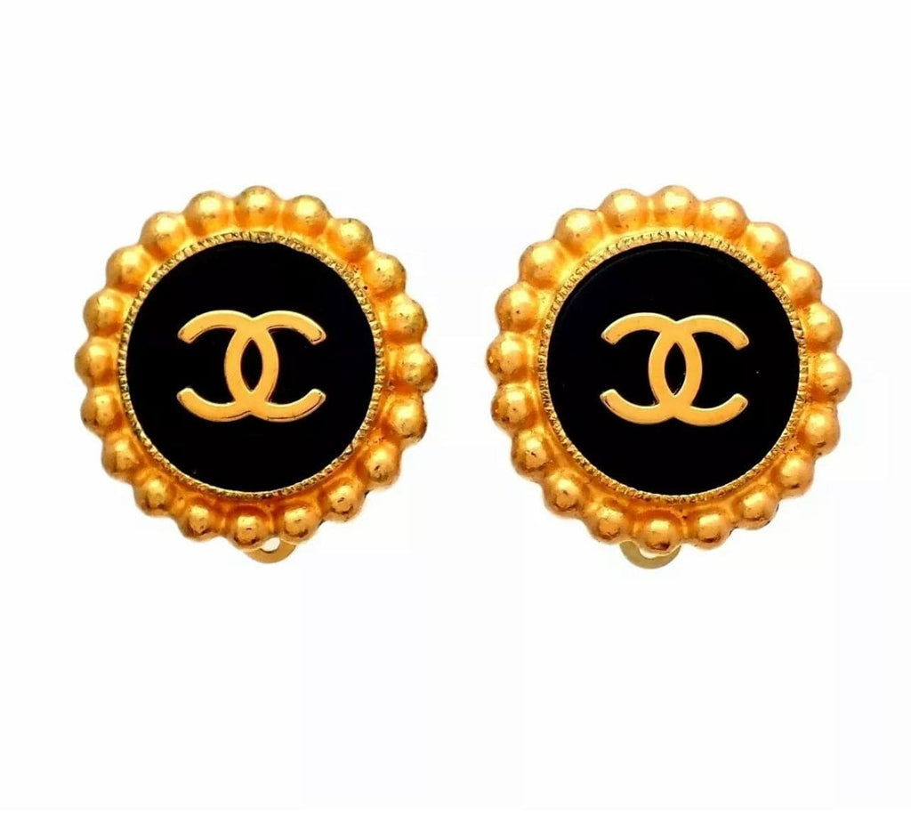 Chanel large black and gold CC earrings – LuxuryPromise