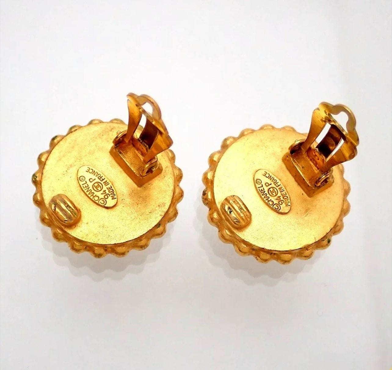 LuxuryPromise Chanel large black and gold CC earrings