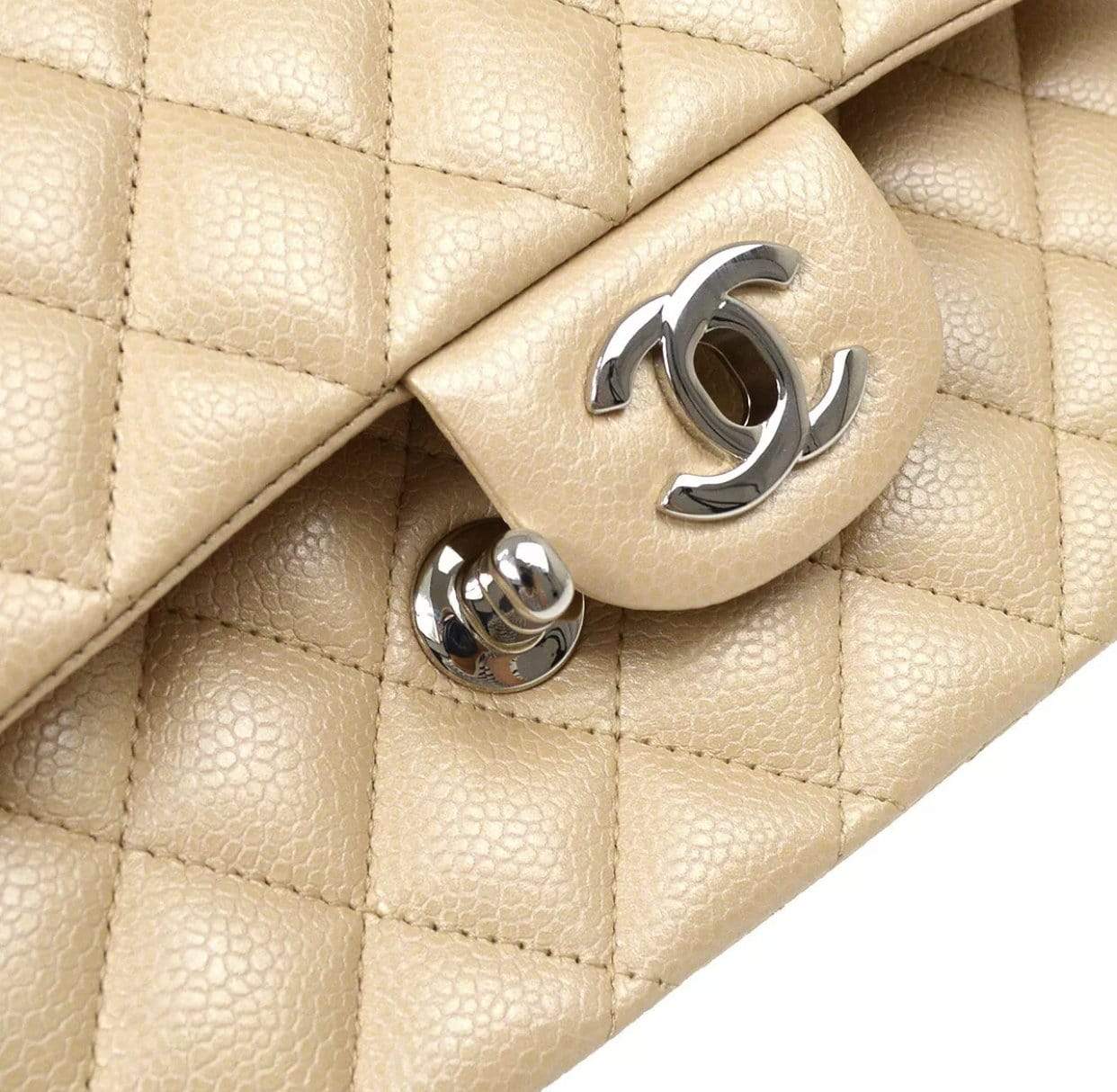 LuxuryPromise Chanel medium classic flap beige caviar